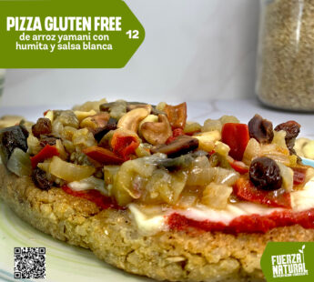 12 – Pizza de faina
Con salsa de tomate,
paparella y ensalada belen
de berenjenas, morron,
castañas y pasas de uva.