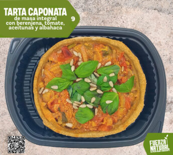 9 – Tarta caponata
de masa integral
 con berenjena, tomate, 
aceitunas y albahaca