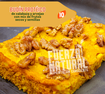 10 – BUDIN PROTEICO de calabaza y arvejas con mix de frutos secos y semillas