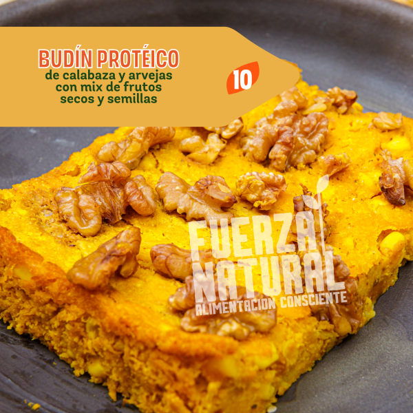 10 - BUDIN PROTEICO de calabaza y arvejas con mix de frutos secos y semillas