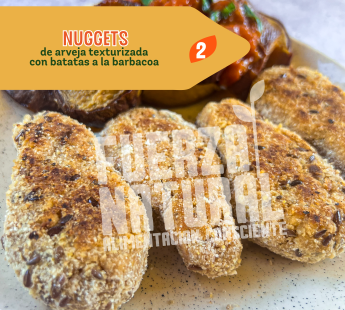 2 – NUGGETS de arveja texturizada con batatas a la barbacoa