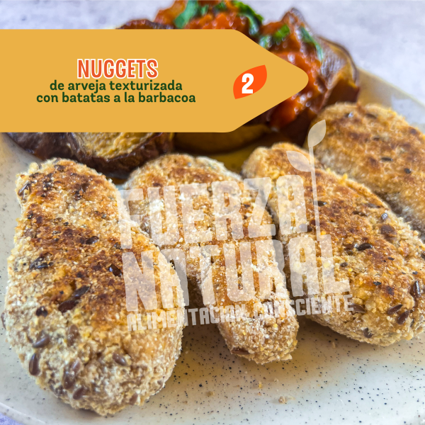 2 - NUGGETS de arveja texturizada con batatas a la barbacoa