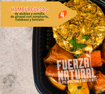 4 – HAMBURGUESAS de alubias y semillas de girasol con zanahoria, calabaza y boniato