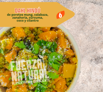 6 – DAHL HINDÚ de porotos mung, calabaza, zanahoria, cúrcuma, coco y cilantro