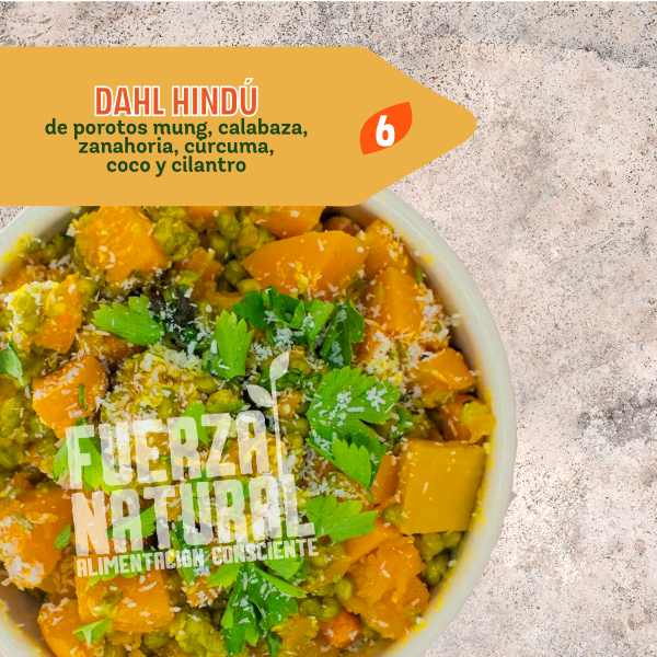 6 - DAHL HINDÚ de porotos mung, calabaza, zanahoria, cúrcuma, coco y cilantro